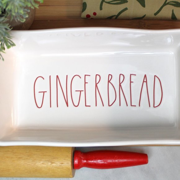 SALE Rae Dunn GINGERBREAD Ceramic Loaf Bread Pan Baking Dish 9 x 5 - Picture 2 of 6